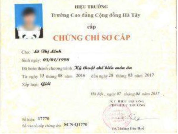 Quy trình làm chứng chỉ nấu ăn tại Làm Bằng Giả Phôi Thật