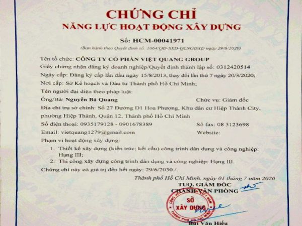 Chứng chỉ nghề xây dựng là loại giấy tờ gì